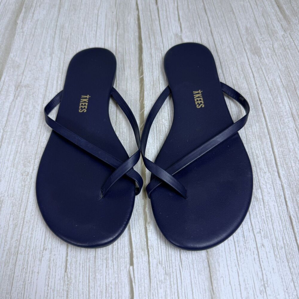 Tkees Flip Flops Womens 7 Navy Blue Rileys Beach Sandals Thong Slip On